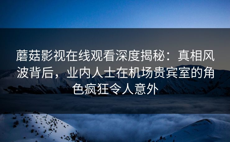 蘑菇影视在线观看深度揭秘：真相风波背后，业内人士在机场贵宾室的角色疯狂令人意外